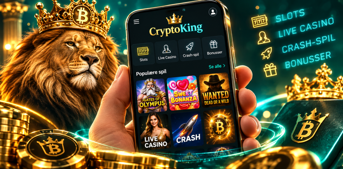 CryptoKing Casino på mobil – slots, live casino, crash-spil og bonusser